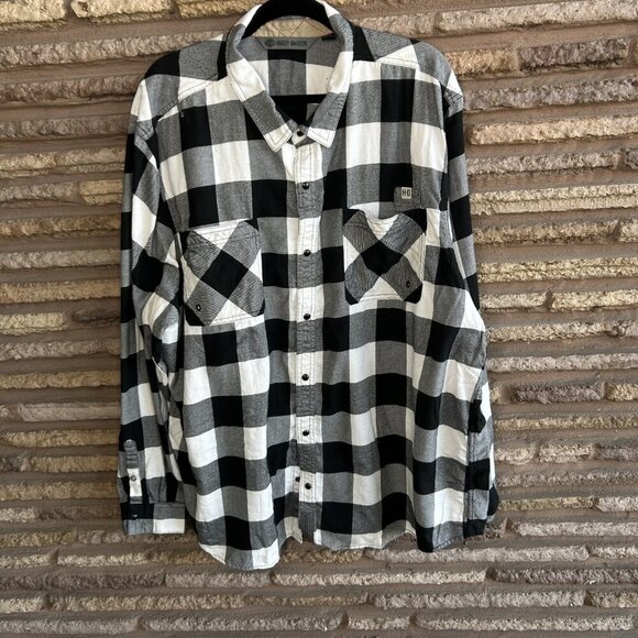 Harley Davidson Black White Buffalo Check Spell Out Button Front Shirt 3X Slim - Picture 6 of 11